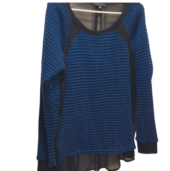 Sanctuary womens size medium black and blue print sheer blouse - Picture 1 of 3